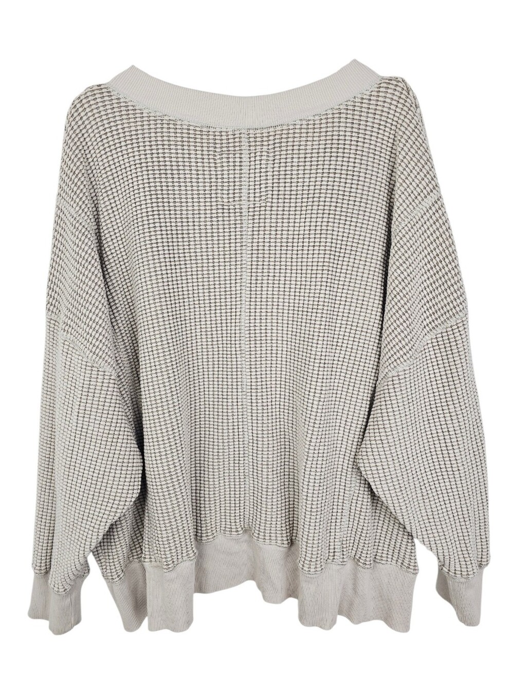 American Eagle Big Hug V-Neck Oversized Waffle Sweatshirt - Picture 4 of 10